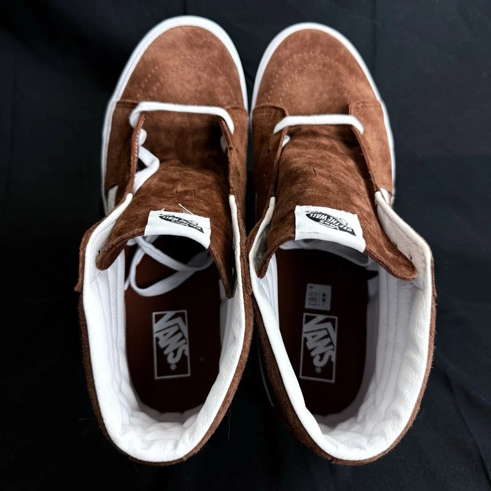 VANS Sk8 Hi Pig Suede Tortoise Shell Mens Size 13 Water Repellent Sneakers Brown